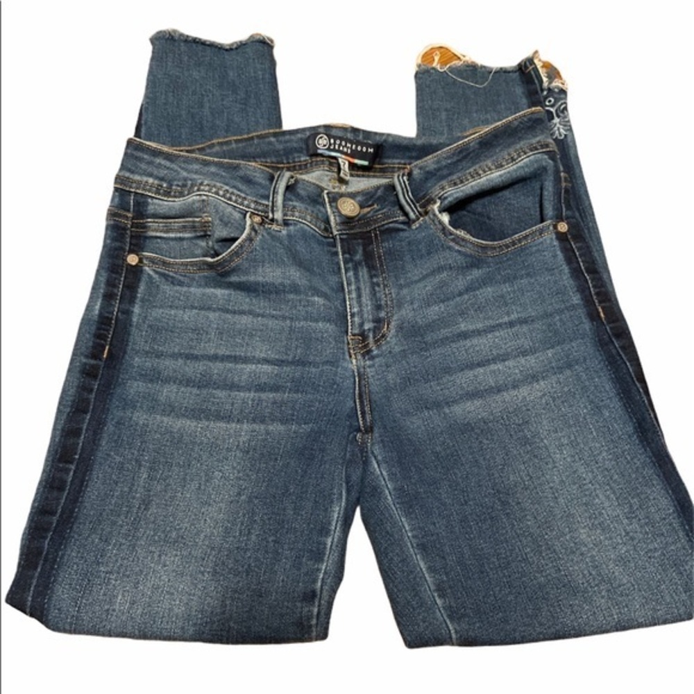 BoomBoom Jeans Blue Raw Hem Cute Designs size 7